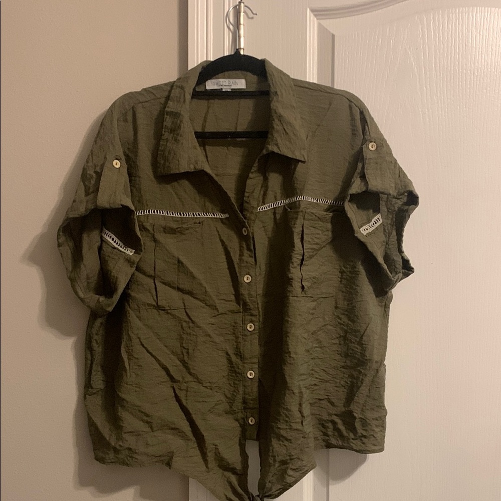 Olive Green Button-Up Shirt